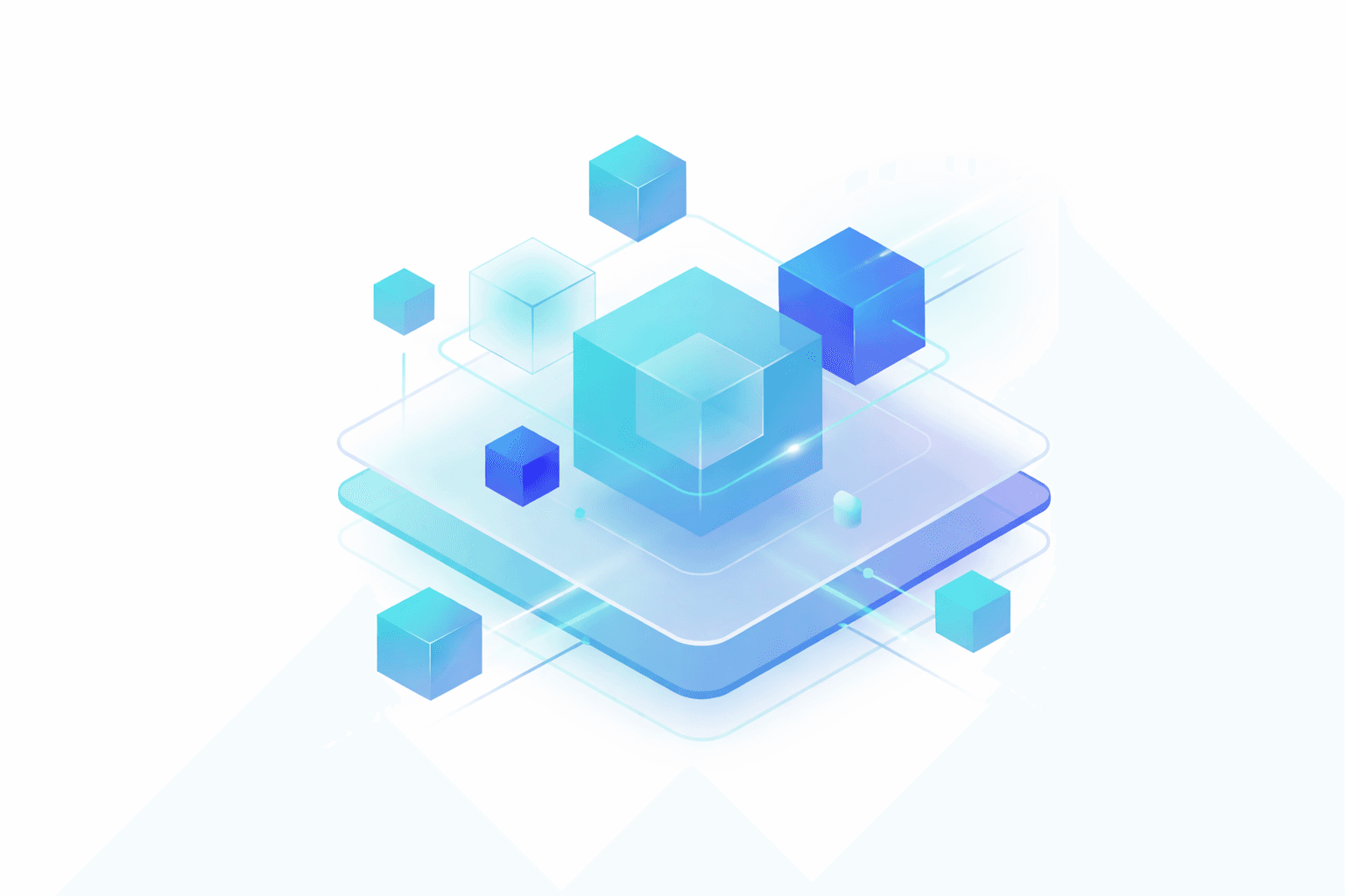 Isometric illustration of connected blocks